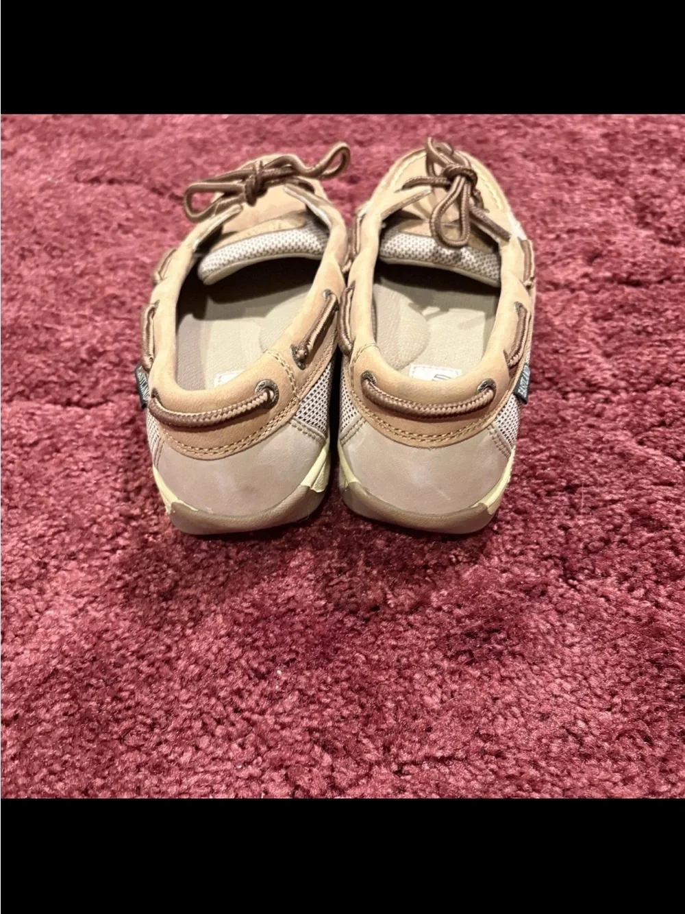 Eastland Beige Leather Boat Shoes with Brown Laces